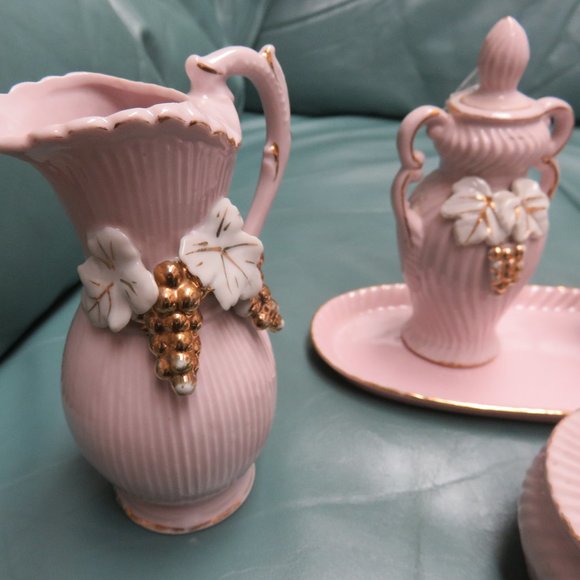 6 PC ANTIQUE PINK JAPAN NUMBERED SET/52/264/VANITY - Picture 2 of 8